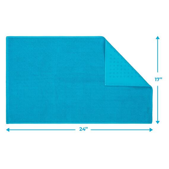 Cotton Paradise rutschfeste Badematten für Badezimmer, 100% Baumwolle, 43,2 x 61 cm, weich, saugfähig, schnell trocknend, maschinenwaschbar, Boden-Badematte, Aquablau