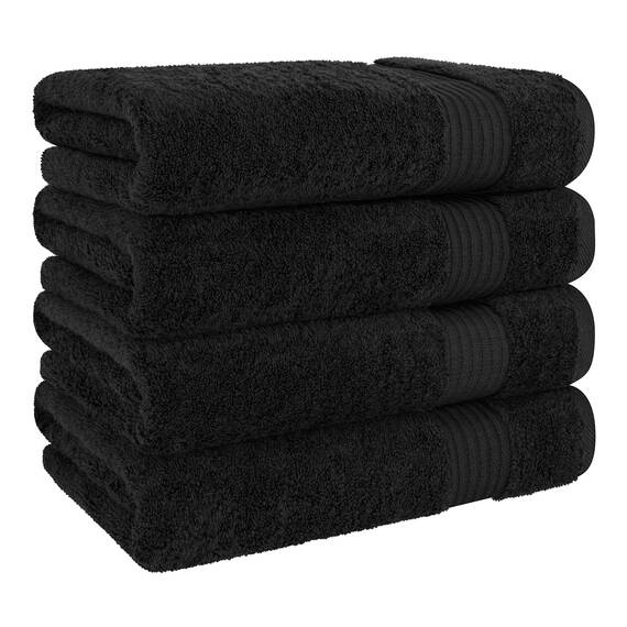 Cotton Paradise, Badetuch-Set, 100% türkische Baumwolle, Luxus-Hotel-Spa-Qualität, weich, saugfähig, schnell trocknend, dick, 600 g/m², Badezimmer-Abstand nach der Dusche, 68 x 137 cm, Schwarz