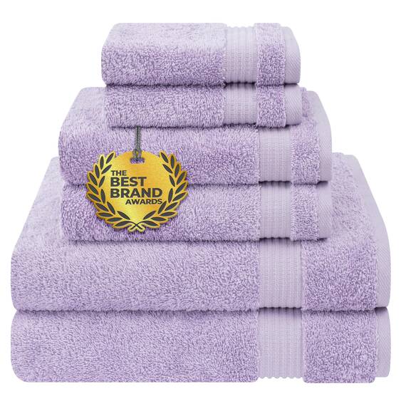 Cotton Paradise 6-teiliges Handtuch-Set, 100% Baumwolle, weich, saugfähig, türkische Handtücher für Badezimmer, 2 Badetücher, 2 Handtücher, 2 Waschlappen, lila Handtuch-Set