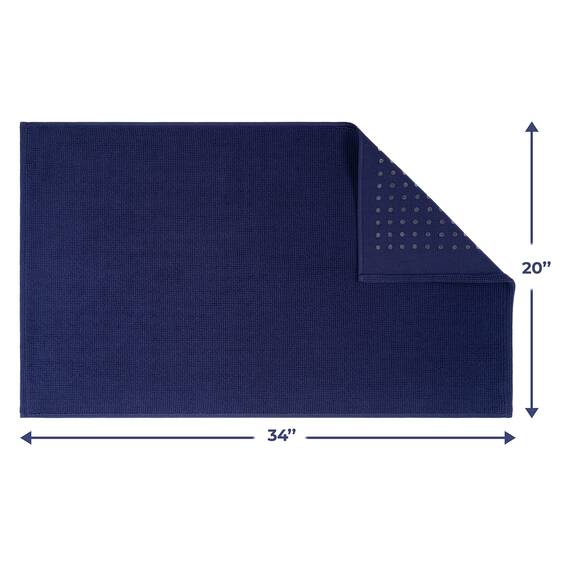 Cotton Paradise rutschfeste Badematten für Badezimmer, 100% Baumwolle, 50,8 x 86,4 cm, weich, saugfähig, schnell trocknend, maschinenwaschbar, Boden-Badematte, marineblauer Badteppich