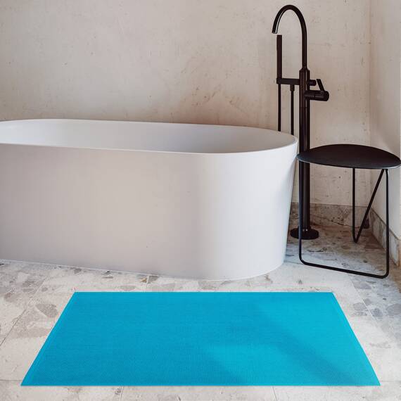 Cotton Paradise rutschfeste Badematten für Badezimmer, 100% Baumwolle, 43,2 x 61 cm, weich, saugfähig, schnell trocknend, maschinenwaschbar, Boden-Badematte, Aquablau