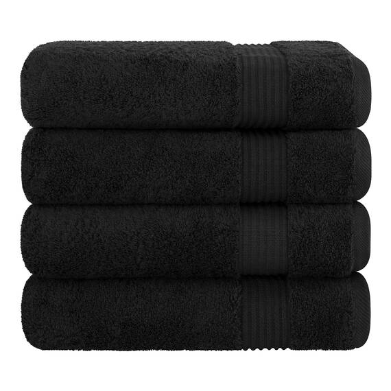 Cotton Paradise, Badetuch-Set, 100% türkische Baumwolle, Luxus-Hotel-Spa-Qualität, weich, saugfähig, schnell trocknend, dick, 600 g/m², Badezimmer-Abstand nach der Dusche, 68 x 137 cm, Schwarz