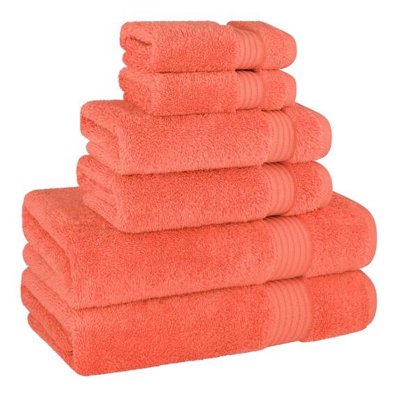 Cotton Paradise 6-teiliges Handtuch-Set, 100% Baumwolle, weich, saugfähig, türkische Handtücher für Badezimmer, 2 Badetücher, 2 Handtücher, 2 Waschlappen, Korallenhandtuch-Set