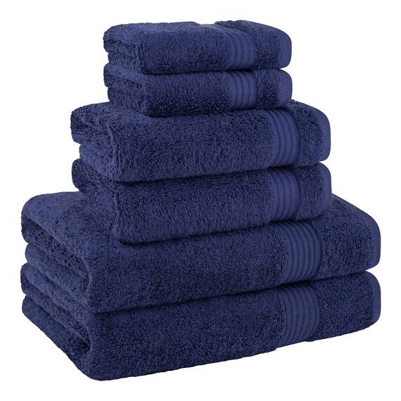 Cotton Paradise 6-teiliges Handtuch-Set, 100% türkische Baumwolle, weiche, saugfähige Handtücher für Badezimmer, 2 Badetücher, 2 Handtücher, 2 Waschlappen, Marineblau