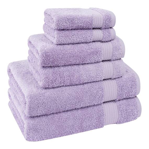 Cotton Paradise 6-teiliges Handtuch-Set, 100% Baumwolle, weich, saugfähig, türkische Handtücher für Badezimmer, 2 Badetücher, 2 Handtücher, 2 Waschlappen, lila Handtuch-Set