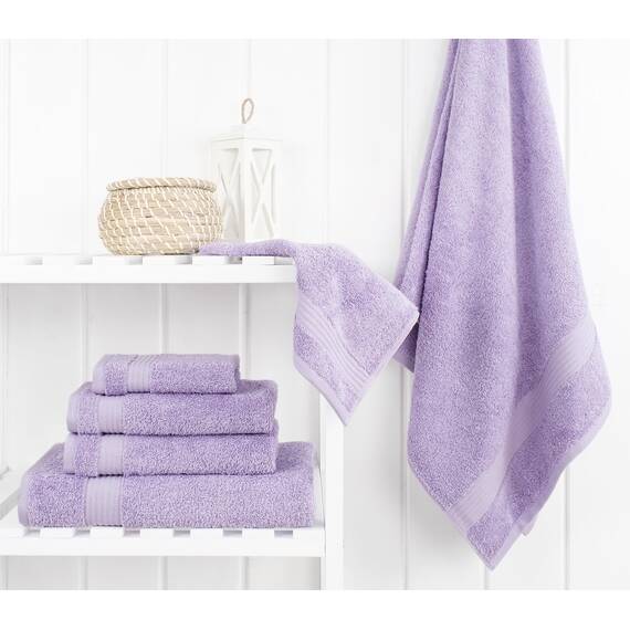 Cotton Paradise 6-teiliges Handtuch-Set, 100% Baumwolle, weich, saugfähig, türkische Handtücher für Badezimmer, 2 Badetücher, 2 Handtücher, 2 Waschlappen, lila Handtuch-Set