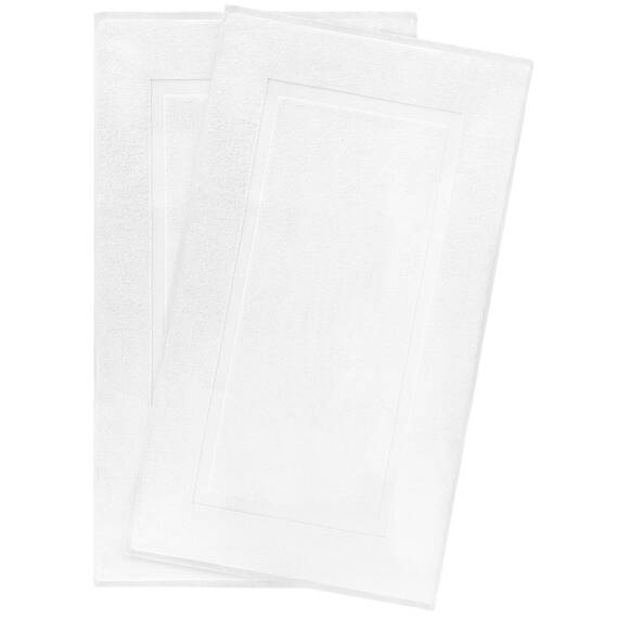 Cotton Paradise Badematten aus 100% Baumwolle für Badezimmer, 2 Stück, 86,4 x 50,8 cm, Badematte für Badezimmer, weich, saugfähig, maschinenwaschbar, weißes Handtuch