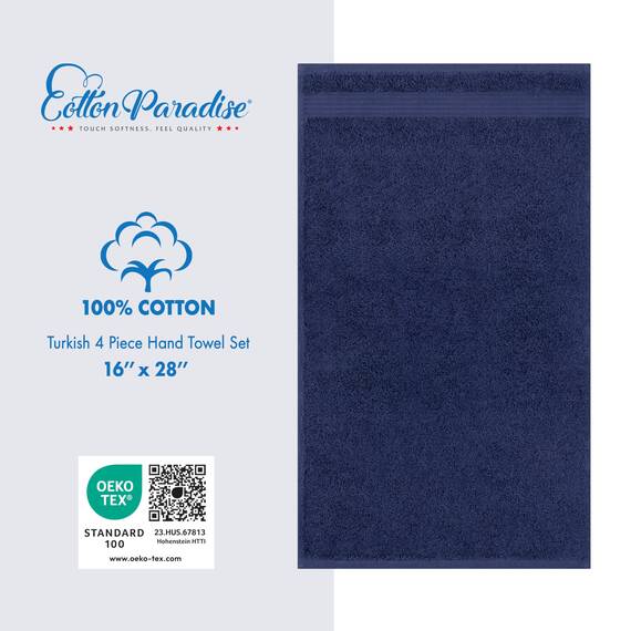 Cotton Paradise, Handtuch-Set, 100% türkische Baumwolle, Luxus-Hotel-Spa-Qualität, weich, saugfähig, schnell trocknend, dick, 600 g/m², Gesichtshandfreiheitsset, 40.6 x 71.1 cm, Marineblau