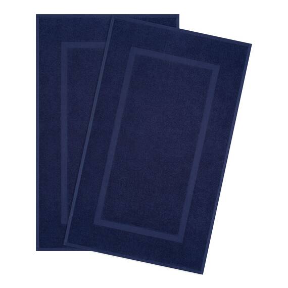 Cotton Paradise Badematten aus 100% Baumwolle für Badezimmer, 2 Stück, 50,8 x 86,4 cm, weich, saugfähig, waschbar, schnell trocknend, Marineblau, Handtuch-Badematte