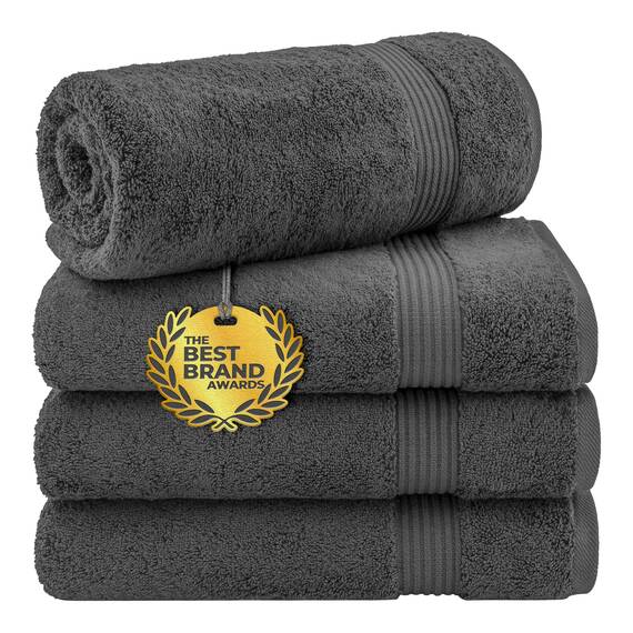Cotton Paradise, Badetuch-Set, 100% türkische Baumwolle, Luxus-Hotel-Spa-Qualität, weich, saugfähig, schnell trocknend, dick, 600 g/m², Badezimmer-Abstand nach der Dusche, 68 x 137 cm, Dunkelgrau