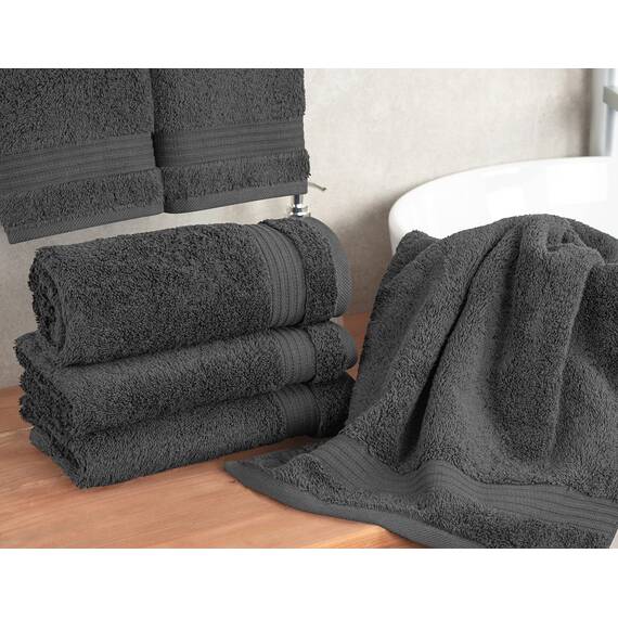 Cotton Paradise, Handtuch-Set, 100% türkische Baumwolle, Luxus-Hotel-Spa-Qualität, weich, saugfähig, schnell trocknend, dick, 600 g/m², Gesichtshandfreiheitsset, 40.6 x 71.8 cm, Dunkelgrau