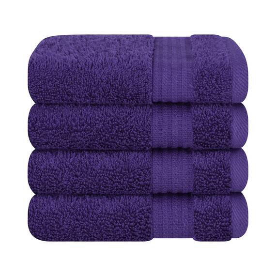 Cotton Paradise Türkische Waschlappen für Badezimmer, 100 % Baumwolle, weich, saugfähig, kleine Handtücher, Waschlappen für Körper, violette Waschlappen