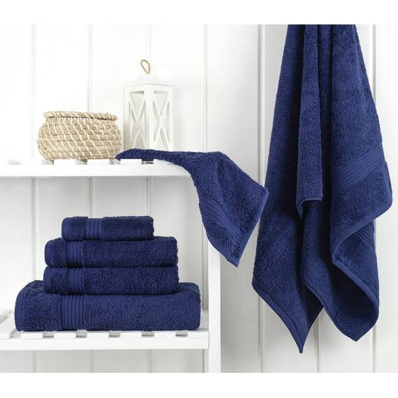 Cotton Paradise 6-teiliges Handtuch-Set, 100% türkische Baumwolle, weiche, saugfähige Handtücher für Badezimmer, 2 Badetücher, 2 Handtücher, 2 Waschlappen, Marineblau
