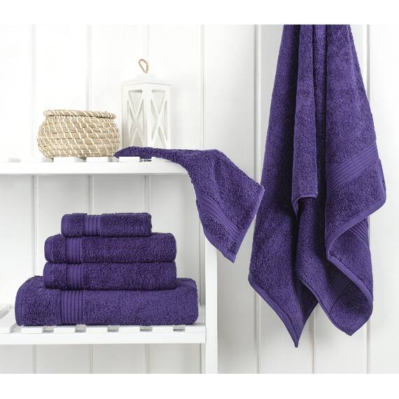 Cotton Paradise 6-teiliges Handtuch-Set, 100% Baumwolle, weich, saugfähig, türkische Handtücher für Badezimmer, 2 Badetücher, 2 Handtücher, 2 Waschlappen, lila Handtuch-Set