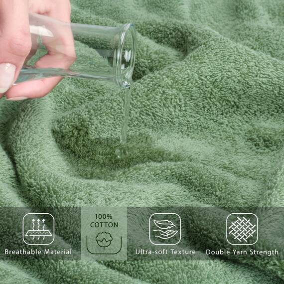 Cotton Paradise Übergroßes Badetuch, 100% Baumwolle, 100 x 203 cm, extra großes Badetuch für Badezimmer und Pool, Salbeigrün