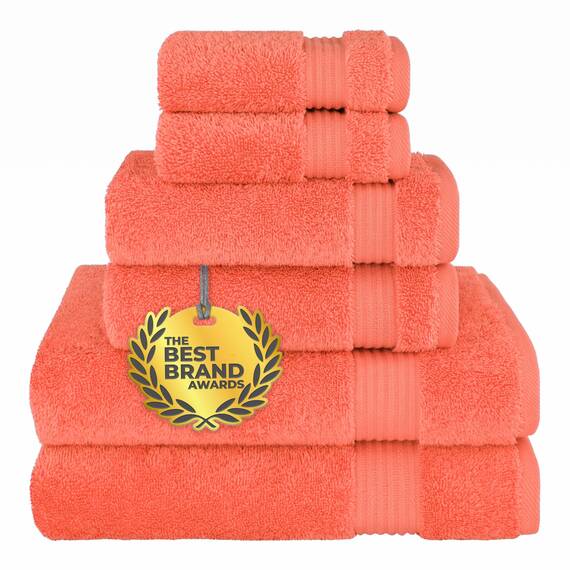 Cotton Paradise 6-teiliges Handtuch-Set, 100% Baumwolle, weich, saugfähig, türkische Handtücher für Badezimmer, 2 Badetücher, 2 Handtücher, 2 Waschlappen, Korallenhandtuch-Set