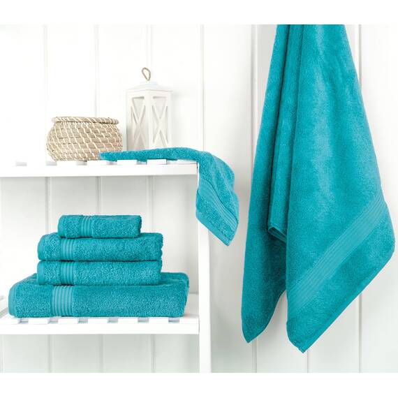 Cotton Paradise 6-teiliges Handtuch-Set, 100 % Baumwolle, weich, saugfähig, türkische Handtücher für Badezimmer, 2 Badetücher, 2 Handtücher, 2 Waschlappen, Aquablau, Handtuch-Set