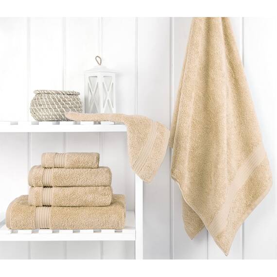 Cotton Paradise 6-teiliges Handtuch-Set, 100% türkische Baumwolle, weiche saugfähige Handtücher für Badezimmer, 2 Badetücher, 2 Handtücher, 2 Waschlappen, Sand Taupe Handtuch-Set
