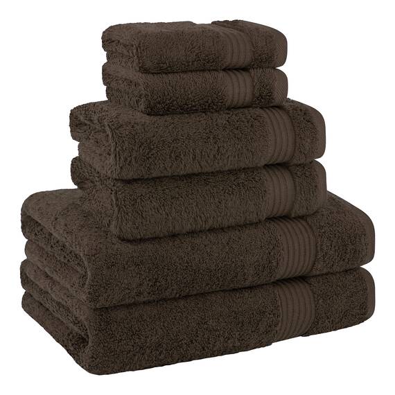 Cotton Paradise 6-teiliges Handtuch-Set, 100% türkische Baumwolle, weiche, saugfähige Handtücher für Badezimmer, 2 Badetücher, 2 Handtücher, 2 Waschlappen, braunes Handtuch-Set