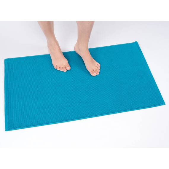 Cotton Paradise rutschfeste Badematten für Badezimmer, 100% Baumwolle, 43,2 x 61 cm, weich, saugfähig, schnell trocknend, maschinenwaschbar, Boden-Badematte, Aquablau