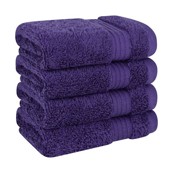 Cotton Paradise Türkische Waschlappen für Badezimmer, 100 % Baumwolle, weich, saugfähig, kleine Handtücher, Waschlappen für Körper, violette Waschlappen