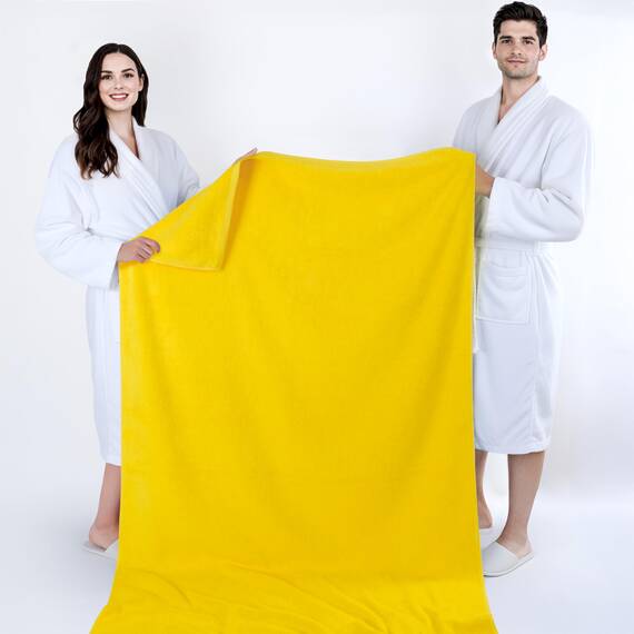 Cotton Paradise Übergroßes Badetuch, 100% Baumwolle, 40 x 80 cm, türkisches extra großes Badetuch für Badezimmer, gelbes Badetuch
