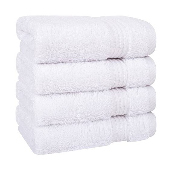 Cotton Paradise Türkisches Waschlappen-Set für Badezimmer, 100% Baumwolle, weich, saugfähig, kleine Handtücher, Waschlappen, Weiß, 4 Stück
