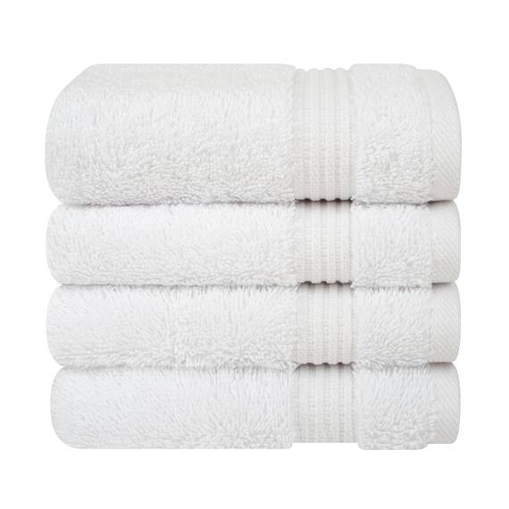 Cotton Paradise Türkisches Waschlappen-Set für Badezimmer, 100% Baumwolle, weich, saugfähig, kleine Handtücher, Waschlappen, Weiß, 4 Stück