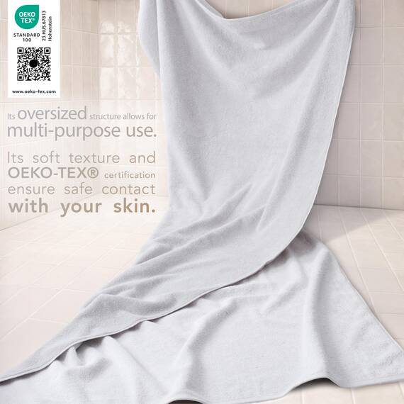 Cotton Paradise Übergroßes Badetuch, 100% Baumwolle, 40 x 80 cm, extra großes Badetuch für Badezimmer und Pool, silbergraues Badetuch