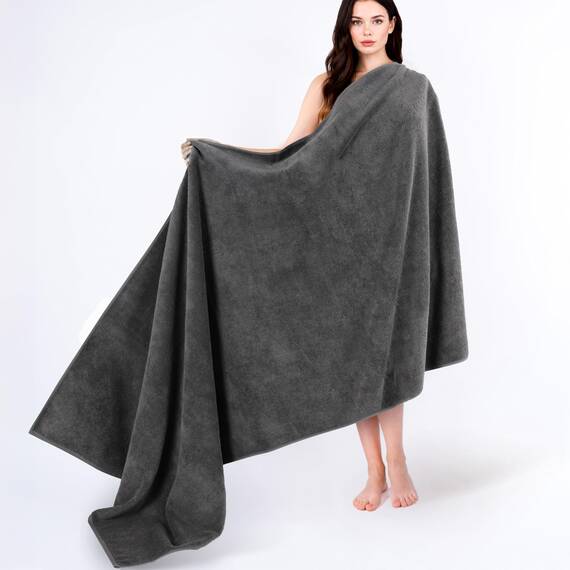 Cotton Paradise Übergroßes Badetuch, 100% Baumwolle, 40 x 80 cm, türkisches extra großes Badetuch für Badezimmer, dunkelgraues Badetuch