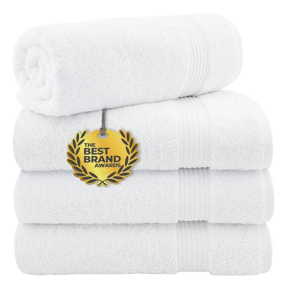 Cotton Paradise, Badetuch-Set, 100% türkische Baumwolle, Luxus-Hotel-Spa-Qualität, weich, saugfähig, schnell trocknend, dick, 600 g/m², Badezimmer-Abstand nach der Dusche, 68 x 137 cm, Weiß