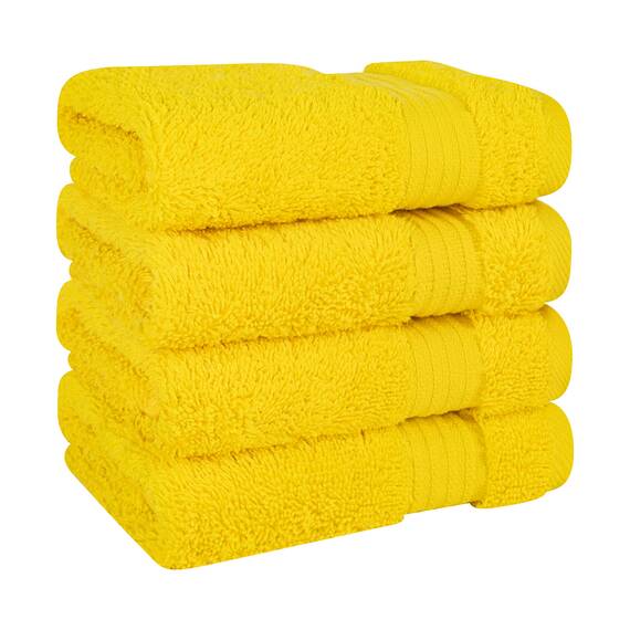 Cotton Paradise Türkische Waschlappen für Badezimmer, 100% Baumwolle, weich, saugfähig, kleine Handtücher, Waschlappen für Körper, gelbe Waschlappen
