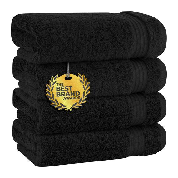 Cotton Paradise, Handtuch-Set, 100% türkische Baumwolle, Luxus-Hotel-Spa-Qualität, weich, saugfähig, schnell trocknend, dick, 600 g/m², Gesichtshandfreiheitsset, 40.6 x 71.8 cm, Schwarz