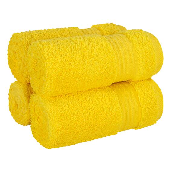 Cotton Paradise Türkische Waschlappen für Badezimmer, 100% Baumwolle, weich, saugfähig, kleine Handtücher, Waschlappen für Körper, gelbe Waschlappen