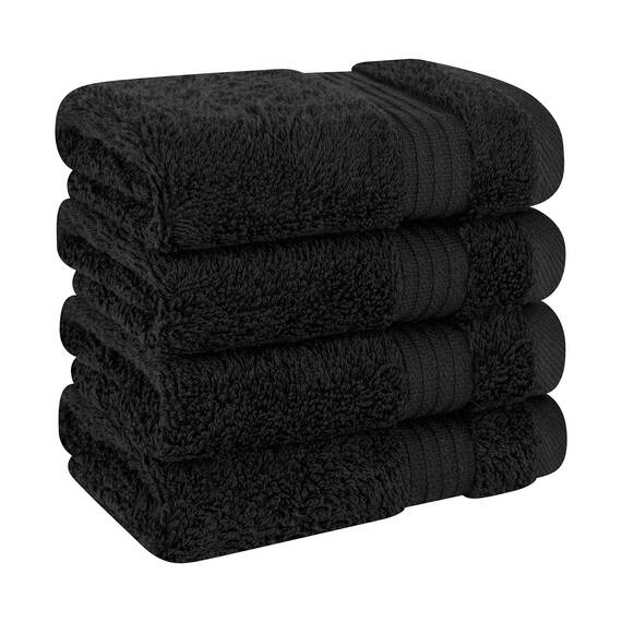 Cotton Paradise Türkische Waschlappen für Badezimmer, 100% Baumwolle, weich, saugfähig, kleine Handtücher, Flauschige Waschlappen für Körper, Schwarze Waschlappen