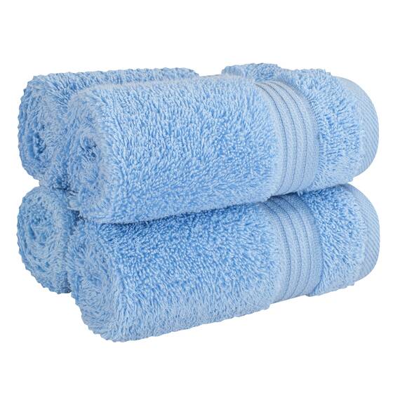 Cotton Paradise Türkisches Waschlappen-Set für Badezimmer, 100% Baumwolle, weich, saugfähig, kleine Handtücher, Waschlappen, Himmelblau, 4-teilig