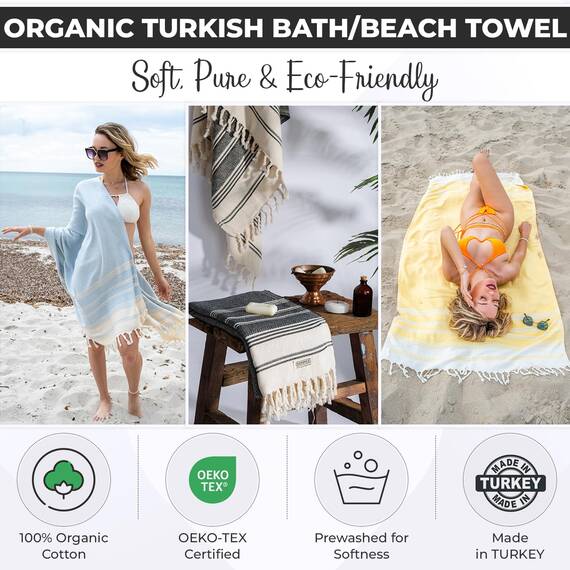 DEMMEX Bio-Baumwolle Hamamtuch 90x180cm groß | Diamond Weave Pestemal | 100% Türkische Baumwolle Saunahandtuch | Leichtes Strandtuch&Badetuch | Saugstark, Schnelltrocknend & Platzsparend, Schwarzgrau