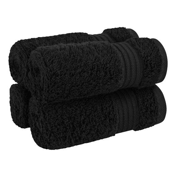 Cotton Paradise Türkische Waschlappen für Badezimmer, 100% Baumwolle, weich, saugfähig, kleine Handtücher, Flauschige Waschlappen für Körper, Schwarze Waschlappen