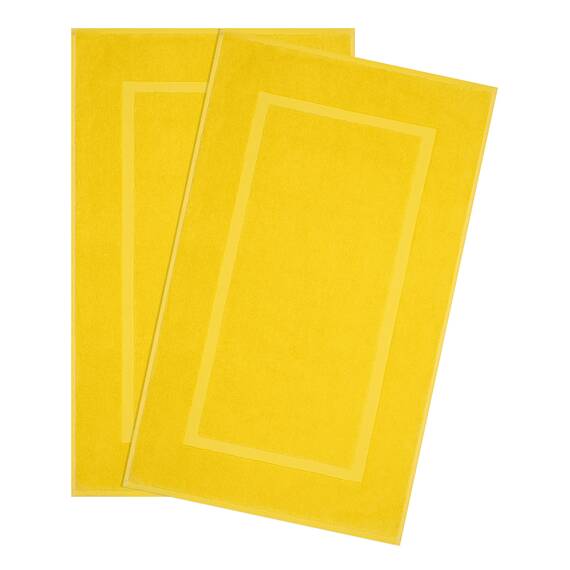 Cotton Paradise Badematten für Badezimmer, 2 Stück, 50,8 x 86,4 cm, 100% Baumwolle, Badvorleger für Badezimmer, weich, saugfähig, maschinenwaschbar, gelbes Handtuch, Badematte