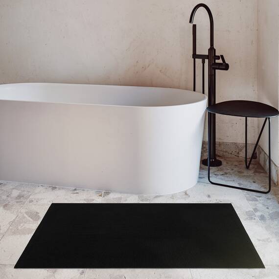 Cotton Paradise rutschfeste Badematte für Badezimmer, 100% Baumwolle, 43,2 x 61 cm, weich, saugfähig, schnell trocknend, maschinenwaschbar, Boden-Badematte, schwarz