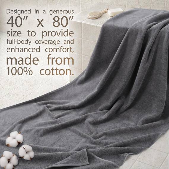Cotton Paradise Übergroßes Badetuch, 100% Baumwolle, 40 x 80 cm, türkisches extra großes Badetuch für Badezimmer, dunkelgraues Badetuch