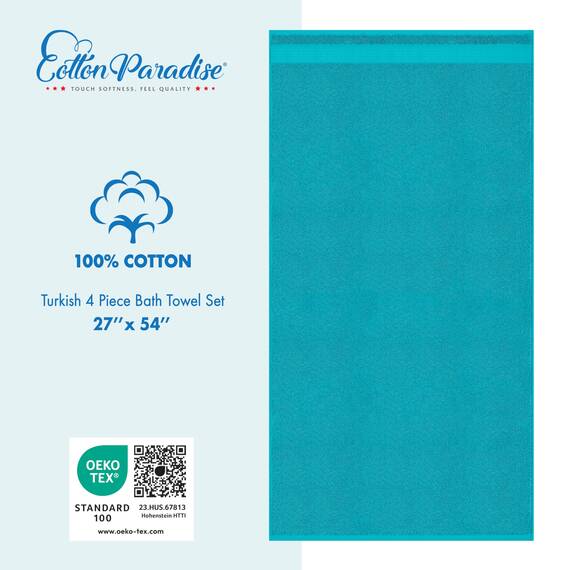Cotton Paradise, Badetuch-Set, 100% türkische Baumwolle, Luxus-Hotel-Spa-Qualität, weich, saugfähig, schnell trocknend, dick, 600 g/m², Badezimmer-Abstand nach der Dusche, 68 x 137 cm, Aqua Blue