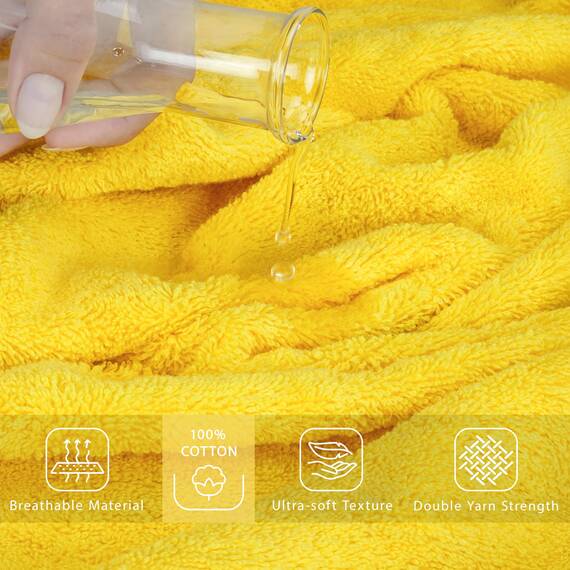 Cotton Paradise Übergroßes Badetuch, 100% Baumwolle, 40 x 80 cm, türkisches extra großes Badetuch für Badezimmer, gelbes Badetuch