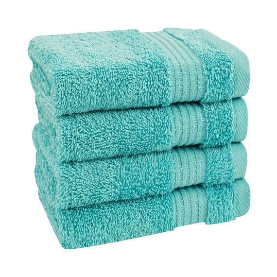 Cotton Paradise Waschlappen für Badezimmer, 33 x 33 cm, 100 % türkische Baumwolle, weiche, saugfähige Luxus-Waschlappen, kleine Handtücher, türkisfarbene Waschlappen