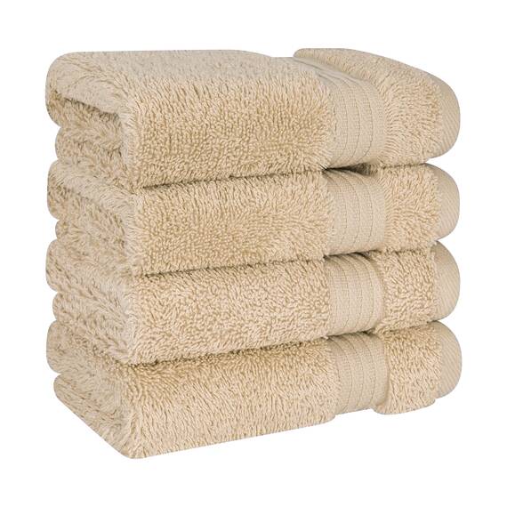 Cotton Paradise Türkische Waschlappen für Badezimmer, 100% Baumwolle, weich, saugfähig, kleine Handtücher, Flauschige Waschlappen für Körper, beige Waschlappen