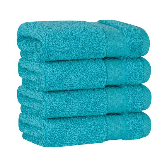 Cotton Paradise Türkische Waschlappen für Badezimmer, 100 % Baumwolle, weich, saugfähig, kleine Handtücher, Waschlappen für Körper, Aquablau, 4 Stück