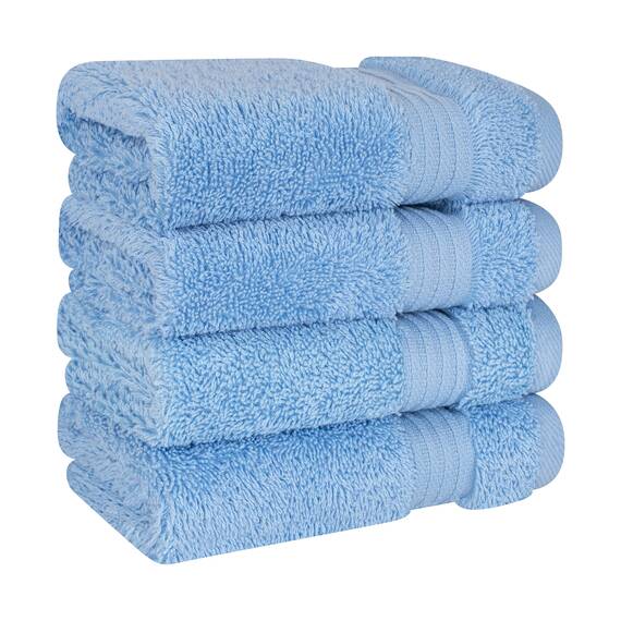 Cotton Paradise Türkisches Waschlappen-Set für Badezimmer, 100% Baumwolle, weich, saugfähig, kleine Handtücher, Waschlappen, Himmelblau, 4-teilig