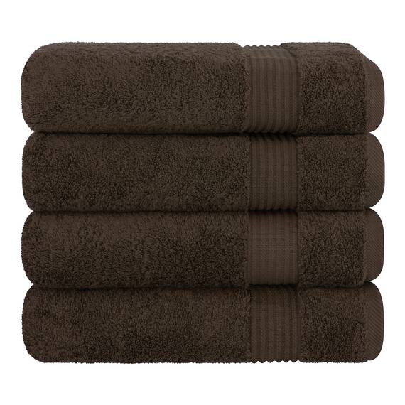 Cotton Paradise Badetücher für Badezimmer, 100% Baumwolle, 4-teiliges türkisches Badetuch-Set, weiche Plüsch-Badetücher, Clearance Badezimmer-Set, braune Badetücher