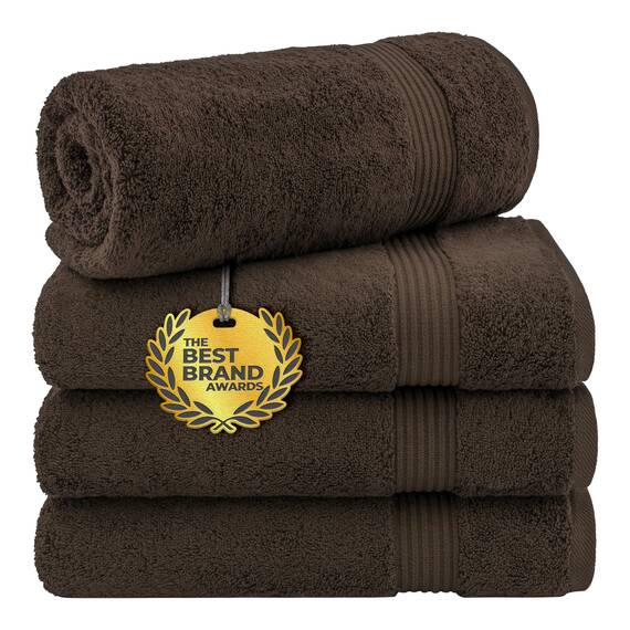 Cotton Paradise Badetücher für Badezimmer, 100% Baumwolle, 4-teiliges türkisches Badetuch-Set, weiche Plüsch-Badetücher, Clearance Badezimmer-Set, braune Badetücher