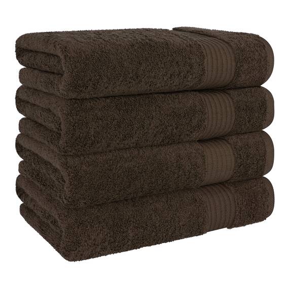 Cotton Paradise Badetücher für Badezimmer, 100% Baumwolle, 4-teiliges türkisches Badetuch-Set, weiche Plüsch-Badetücher, Clearance Badezimmer-Set, braune Badetücher